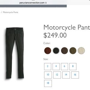 Peruvian Connection Motorcycle Pants - New never worn
